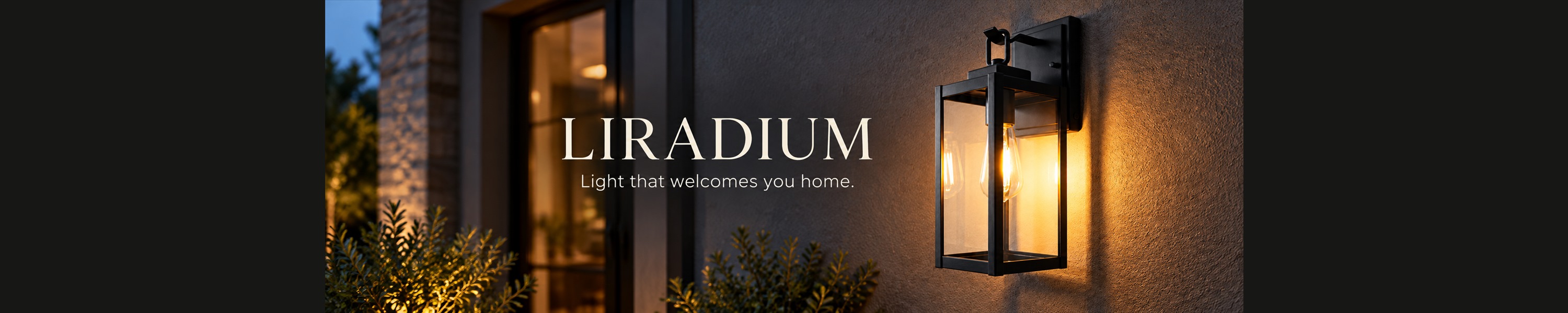 LIRADIUM outdoor wall lantern at dusk
