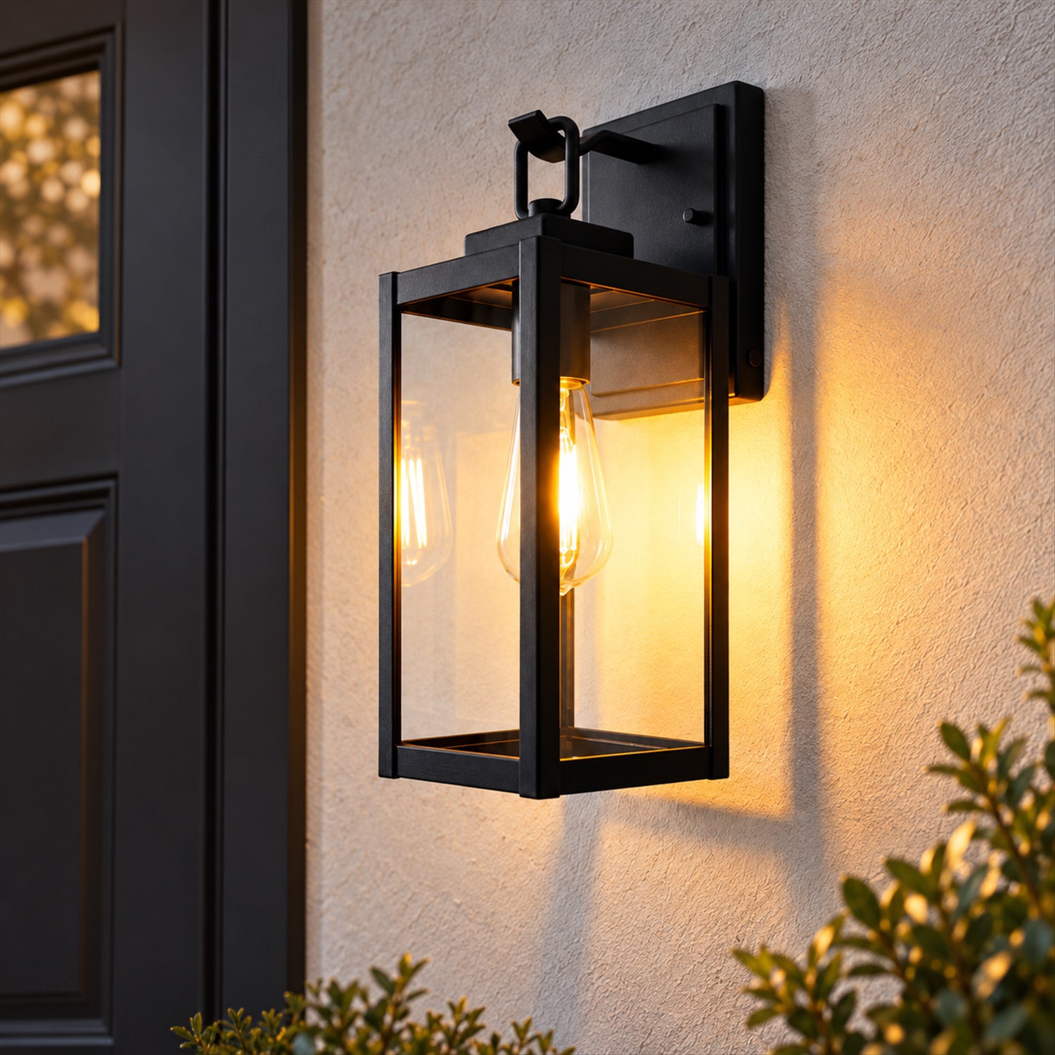 Clear-glass hanging-loop wall lantern