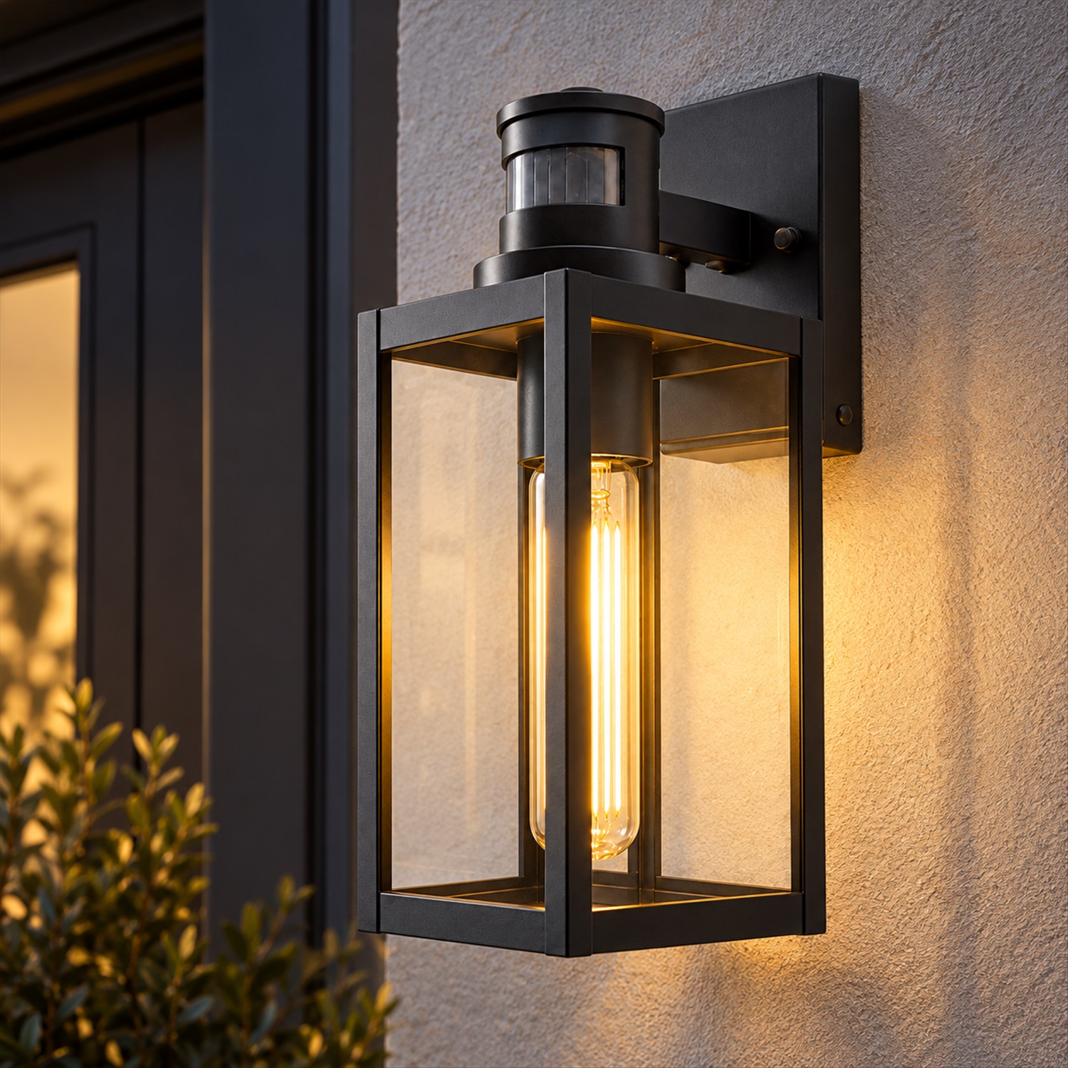 Wall lantern with visible sensor